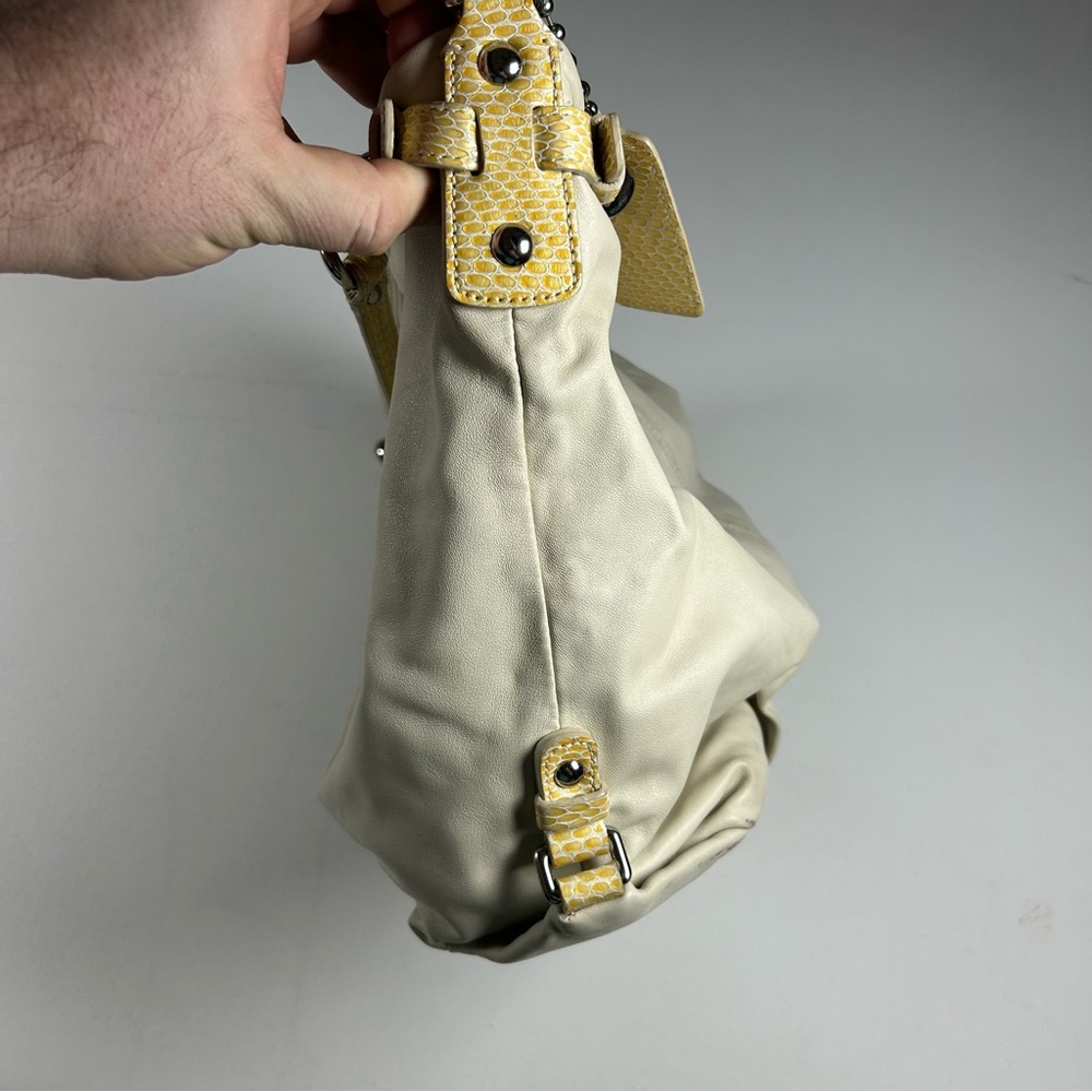 Vintage Y2k Coach Brooke Cream Leather Hobo Shoulder Bag 1482 Reptile Trim RARE - Picture 9 of 12